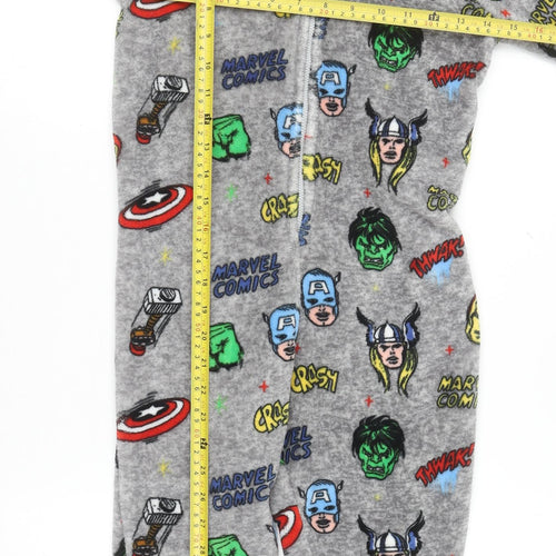 Marks and Spencer Boys Grey Marvel Fleece Hooded Onesie 6-7 Years