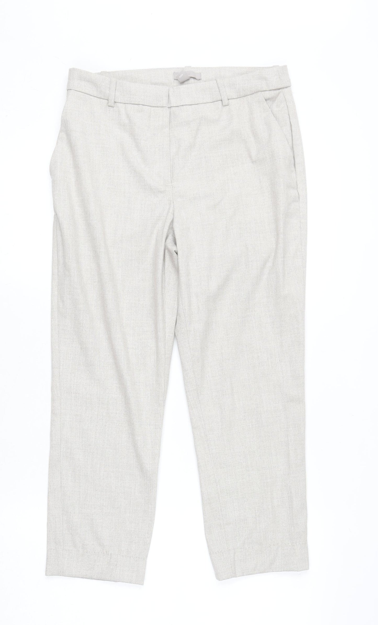H&M Women’s Beige Dress Pants UK 4 Slim Fit Mid Rise Lightweight Trousers