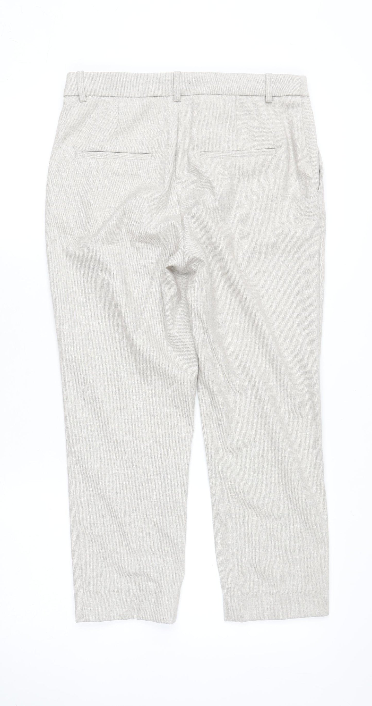 H&M Women’s Beige Dress Pants UK 4 Slim Fit Mid Rise Lightweight Trousers
