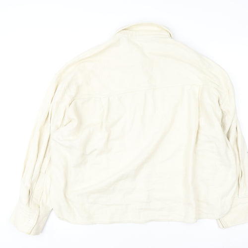 ZARA Women Beige Button Front Oversized Cardigan Sweatshirt M