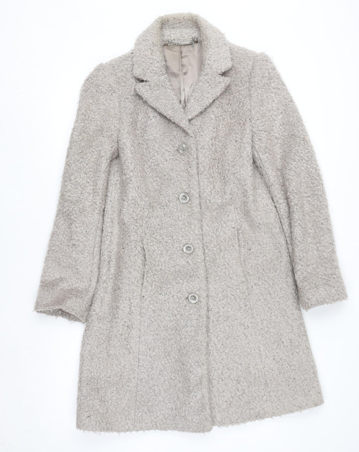 Laura Ashley Women’s Beige Wool Blend Long Coat UK 10 Classic Style