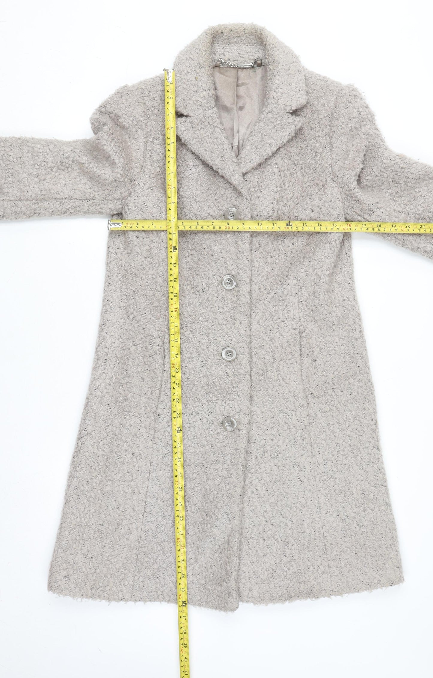Laura Ashley Women’s Beige Wool Blend Long Coat UK 10 Classic Style