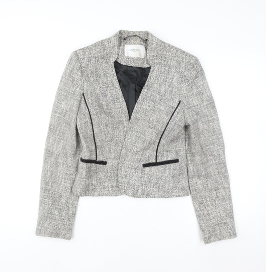 L.K. Bennett Women's Grey Tweed Blazer Jacket Size 10 Classic Short Slim Fit