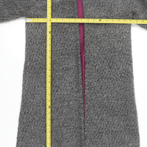 ELLE Women's Grey Tweed Long Overcoat Size 10 Lined Autumn Winter