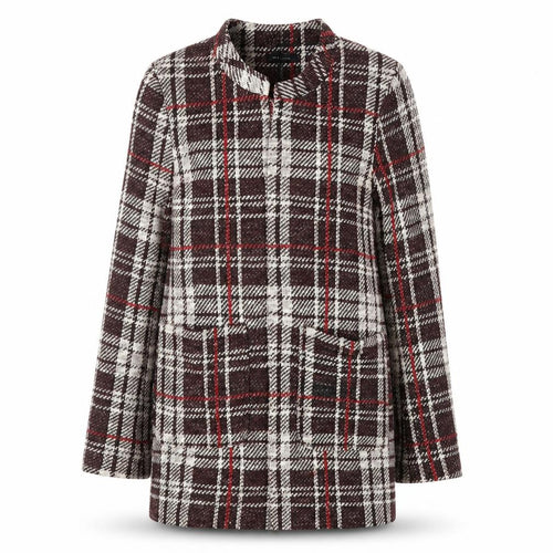 New Look Women Brown Check Tweed Mid-Length Coat UK 12