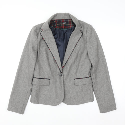 Atmosphere Women's Grey Tweed Blazer Size 14 Classic Work Jacket
