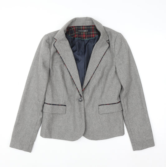 Atmosphere Women's Grey Tweed Blazer Size 14 Classic Work Jacket