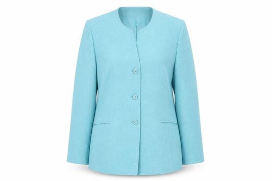 Front view of Eastex Women's Blue Polyester Blazer Jacket, size 14