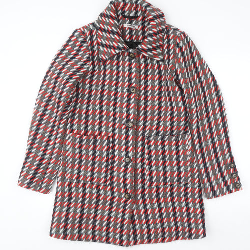 Glamorous Women's Multicoloured Check Wool Blend Mid-Length Coat Size 10