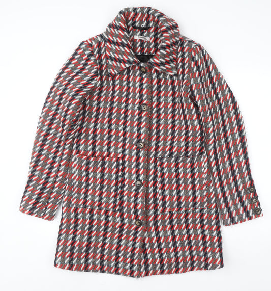 Glamorous Women's Multicoloured Check Wool Blend Mid-Length Coat Size 10
