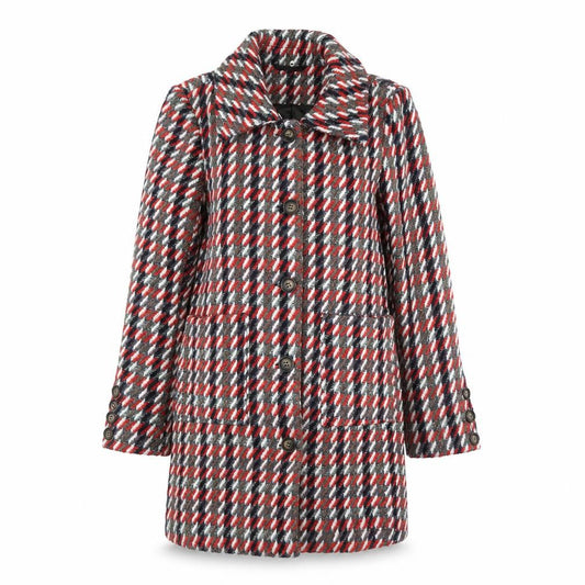 Front view of Glamorous Women's Multicoloured Check Wool Blend Mid-Length Coat, size 10
