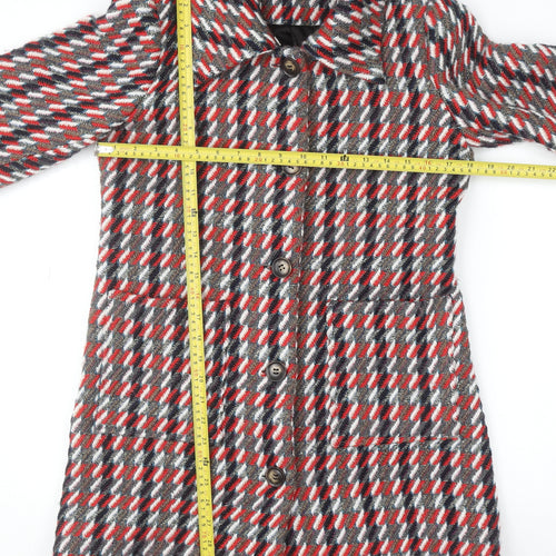 Glamorous Women's Multicoloured Check Wool Blend Mid-Length Coat Size 10