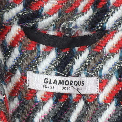Glamorous Women's Multicoloured Check Wool Blend Mid-Length Coat Size 10