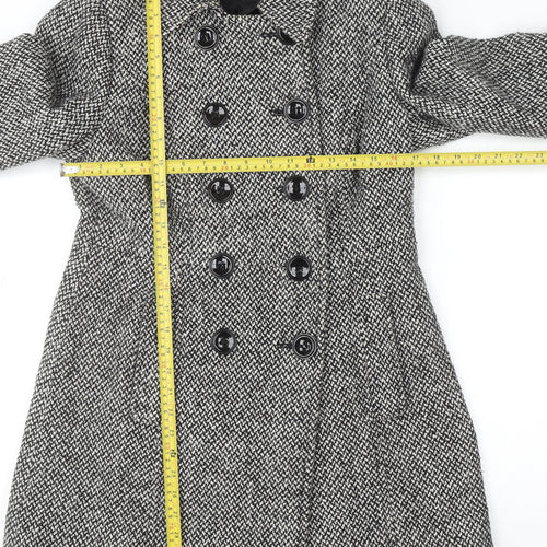 BHS Women Grey Tweed Wool Blend Pea Coat Size 10