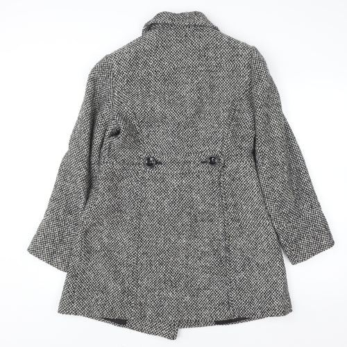 BHS Women Grey Tweed Wool Blend Pea Coat Size 10