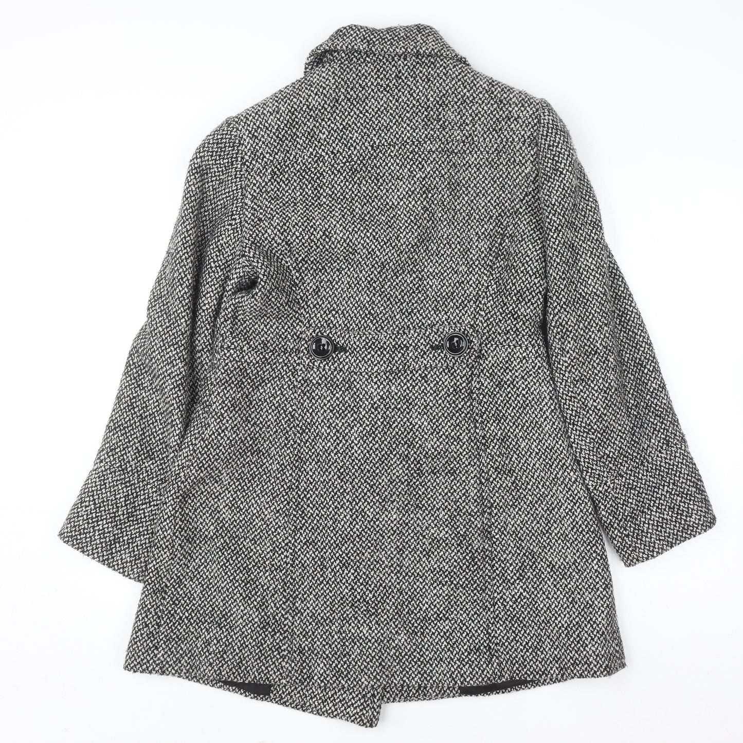 BHS Women Grey Tweed Wool Blend Pea Coat Size 10