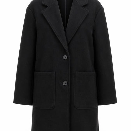 Pull&Bear Womens Black Long Overcoat S Classic Buttoned Style