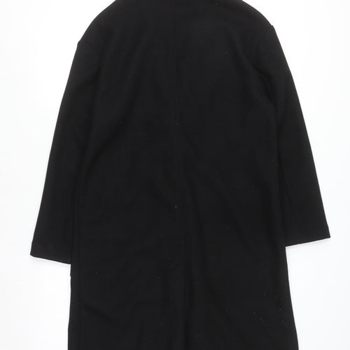 Pull&Bear Womens Black Long Overcoat S Classic Buttoned Style