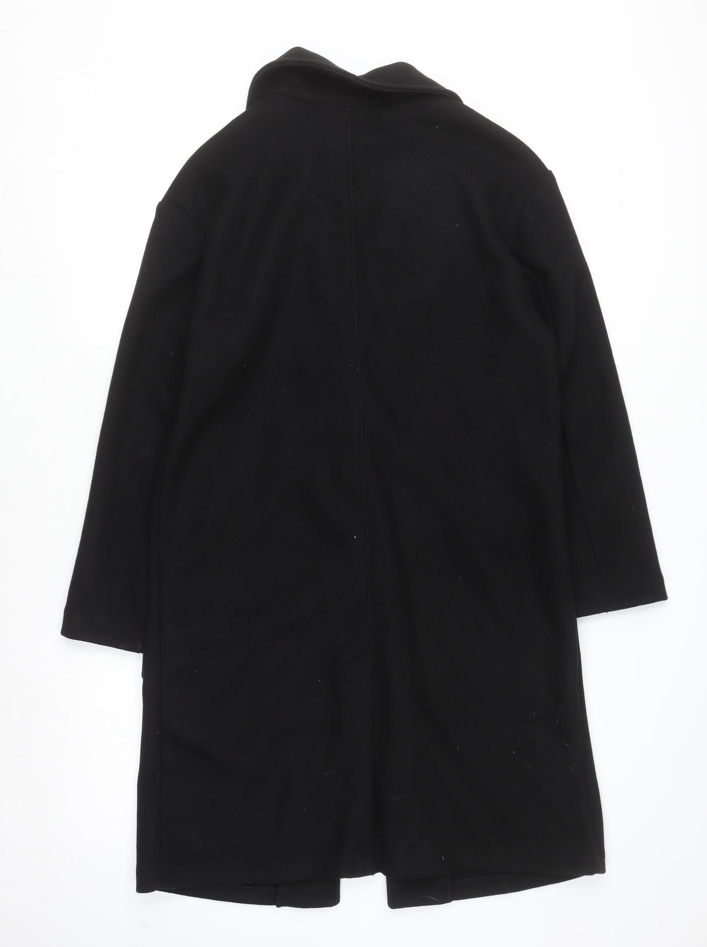Pull&Bear Womens Black Long Overcoat S Classic Buttoned Style