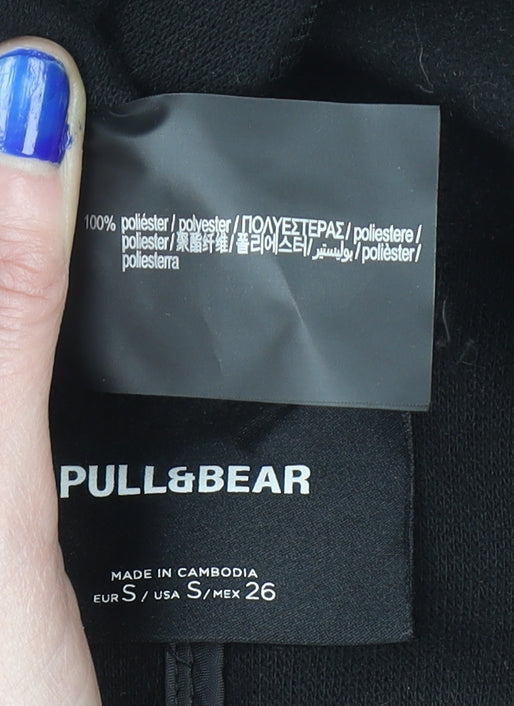 Pull&Bear Womens Black Long Overcoat S Classic Buttoned Style