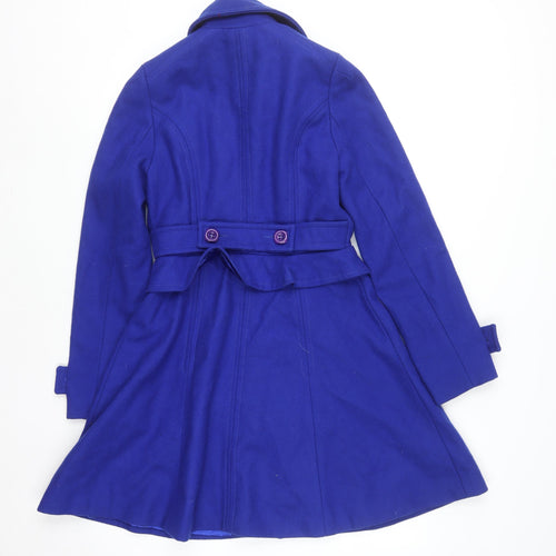 Topshop Women's Blue Wool Blend Mid-Length Pea Coat Size 8