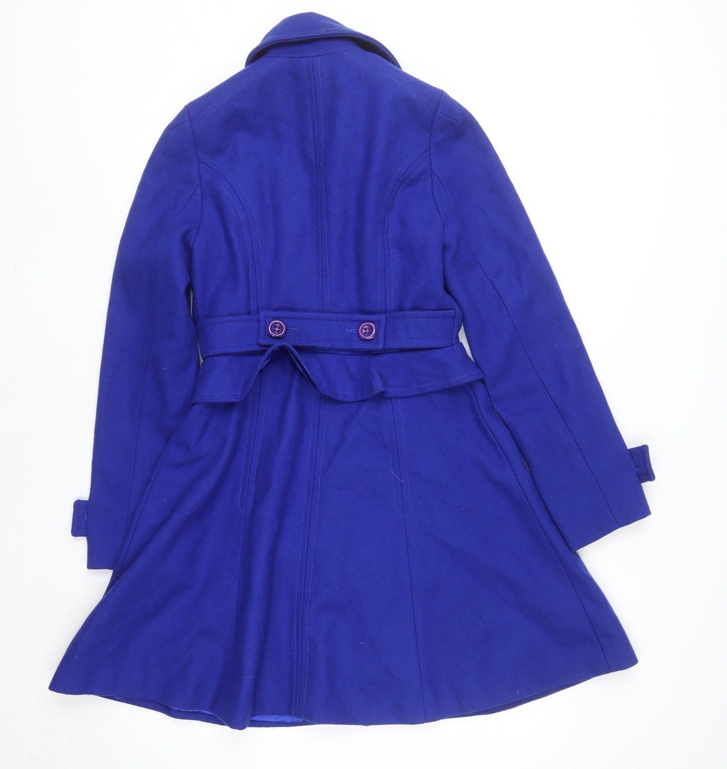Topshop Women's Blue Wool Blend Mid-Length Pea Coat Size 8