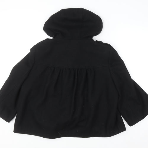 Lime Collection Women's Black Wool Blend Hooded Pea Coat Size 16