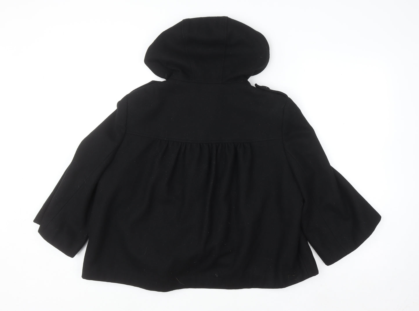 Lime Collection Women's Black Wool Blend Hooded Pea Coat Size 16