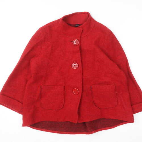 Next Women Red Wool Blend Mid-Length Overcoat Size 14