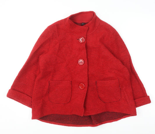 Next Women Red Wool Blend Mid-Length Overcoat Size 14