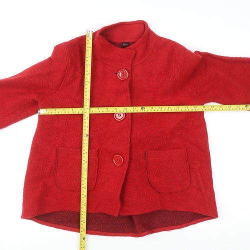 Next Women Red Wool Blend Mid-Length Overcoat Size 14