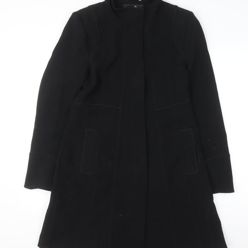 Wallis Women's Black Long Overcoat Size 10 Classic Lined Winter Coat