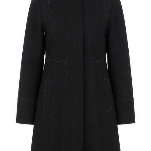 Wallis Women's Black Long Overcoat Size 10 Classic Lined Winter Coat