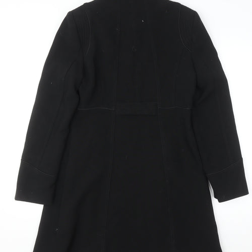 Wallis Women's Black Long Overcoat Size 10 Classic Lined Winter Coat