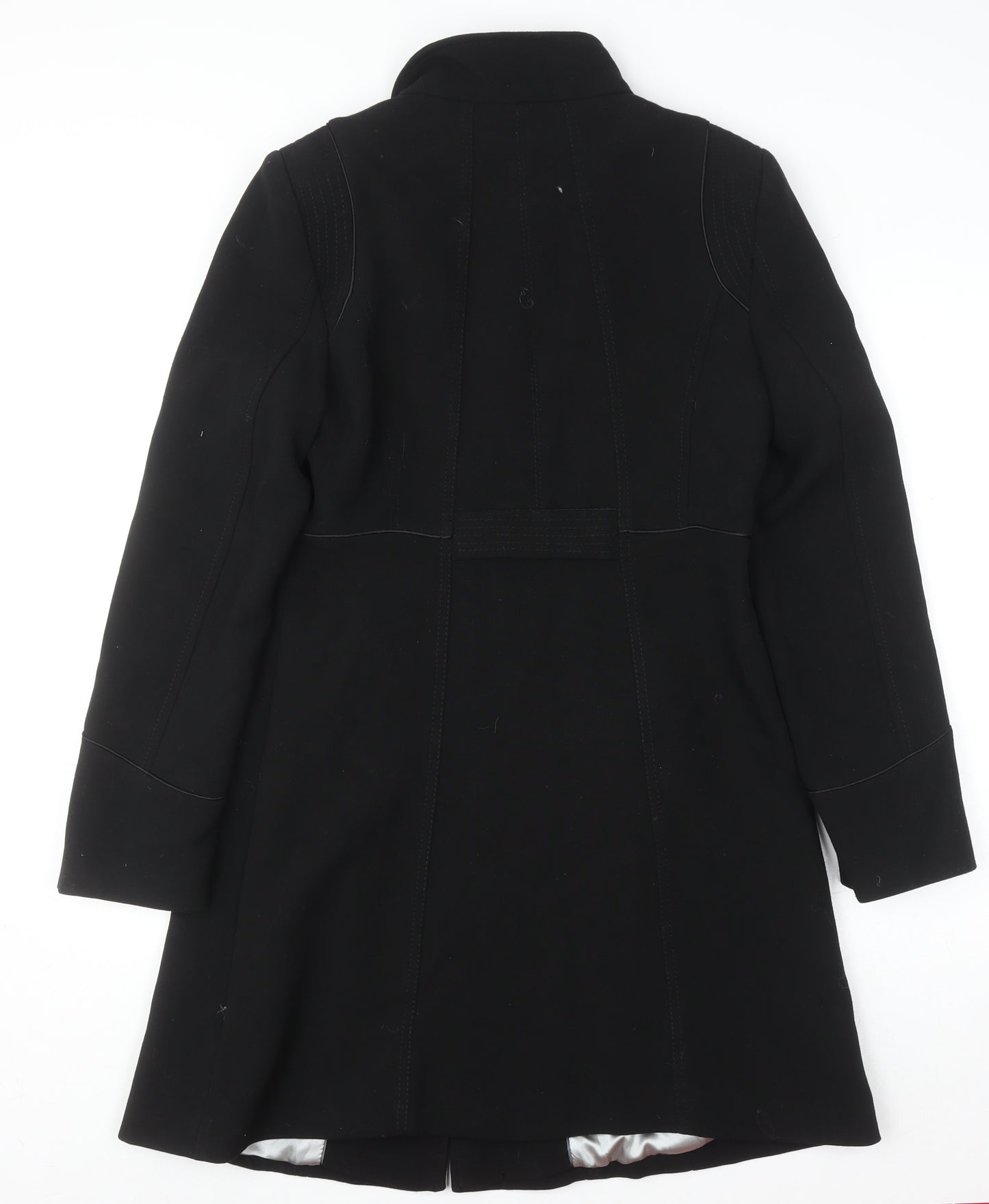 Wallis Women's Black Long Overcoat Size 10 Classic Lined Winter Coat