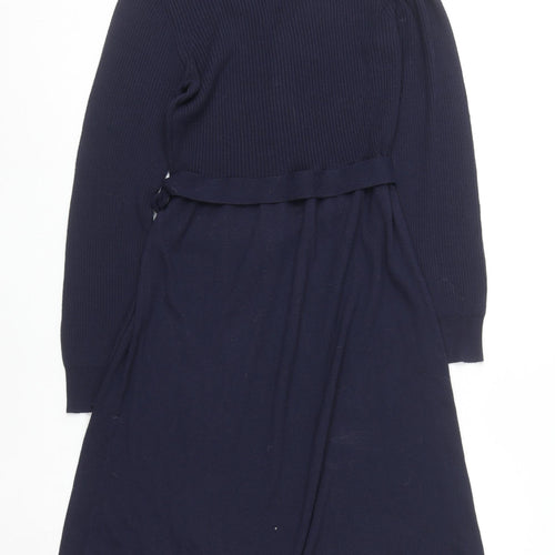 Tu Women Blue Knit Fit & Flare Belted Dress Size 16