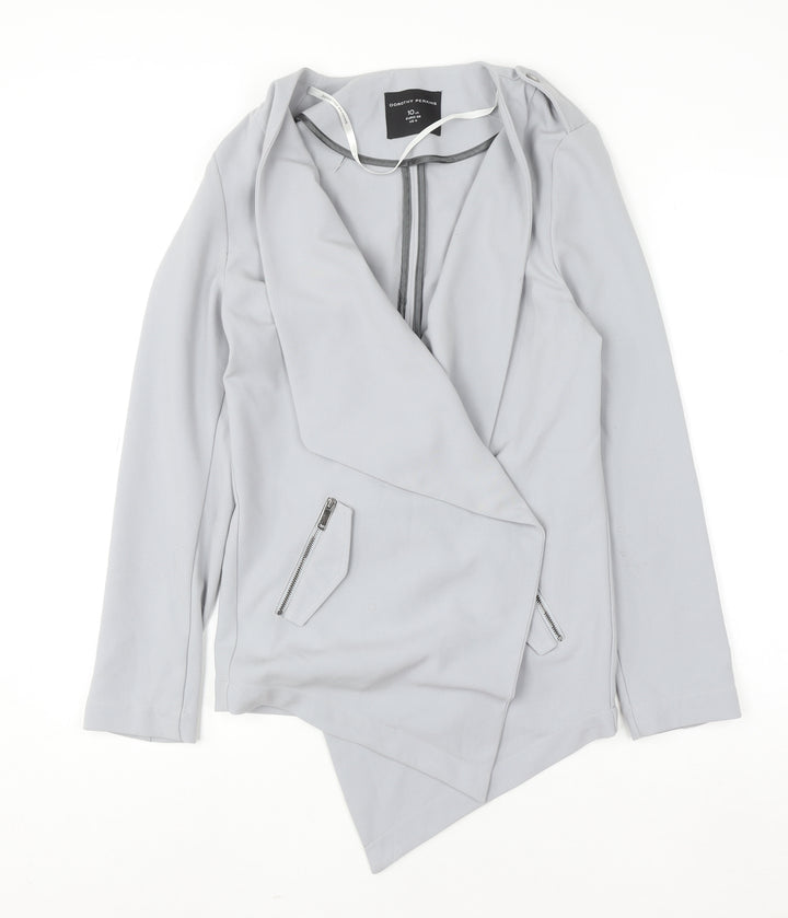 Dorothy Perkins Women's Grey Size 10 Open Front Zip Cardigan