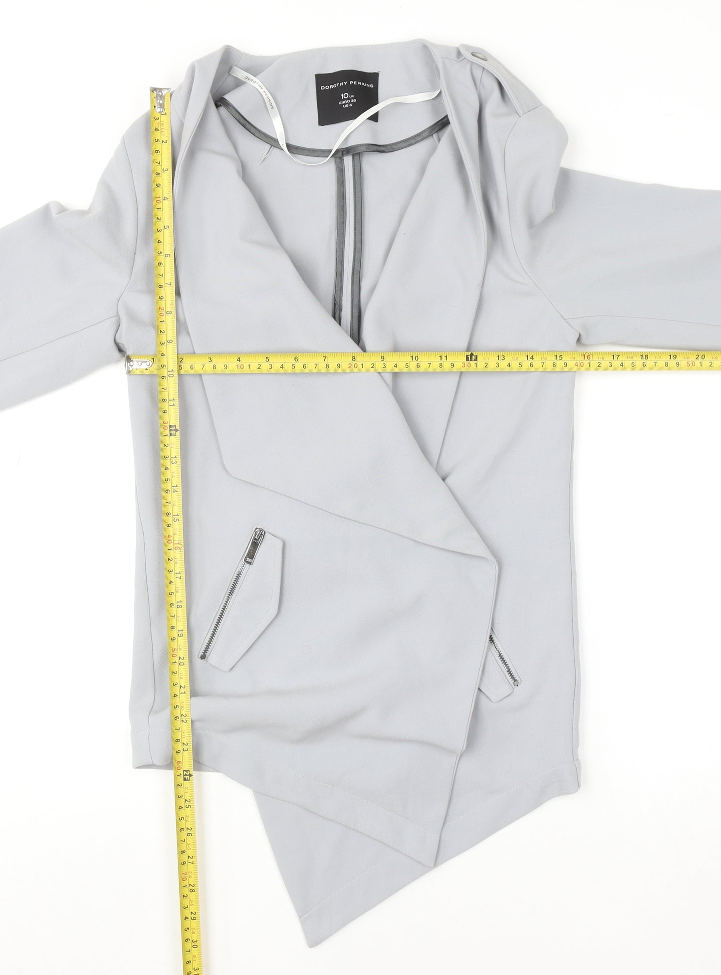 Dorothy Perkins Women's Grey Size 10 Open Front Zip Cardigan