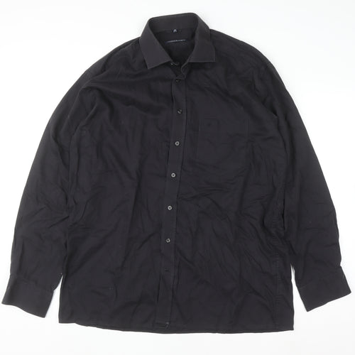Seidensticker Men’s Black 16.5in Cotton Long Sleeve Button-Up Shirt