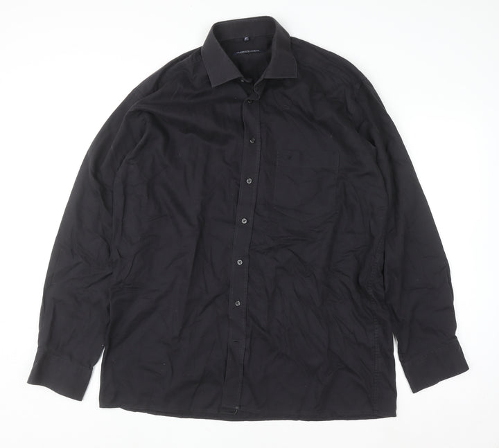 Seidensticker Men’s Black 16.5in Cotton Long Sleeve Button-Up Shirt