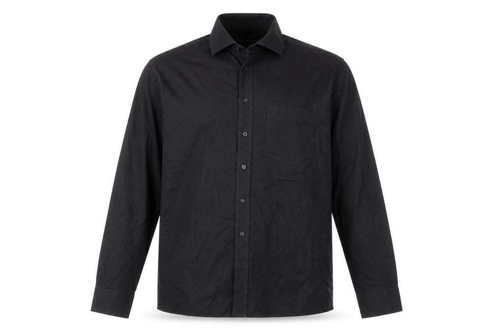 Seidensticker Men’s Black 16.5in Cotton Long Sleeve Button-Up Shirt