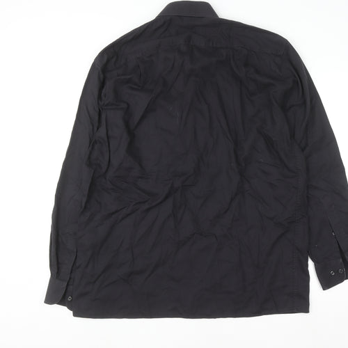 Seidensticker Men’s Black 16.5in Cotton Long Sleeve Button-Up Shirt