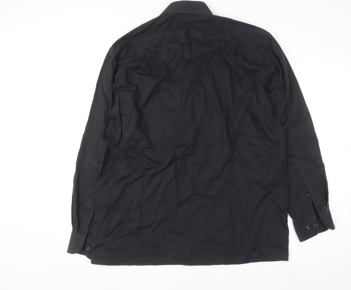 Seidensticker Men’s Black 16.5in Cotton Long Sleeve Button-Up Shirt