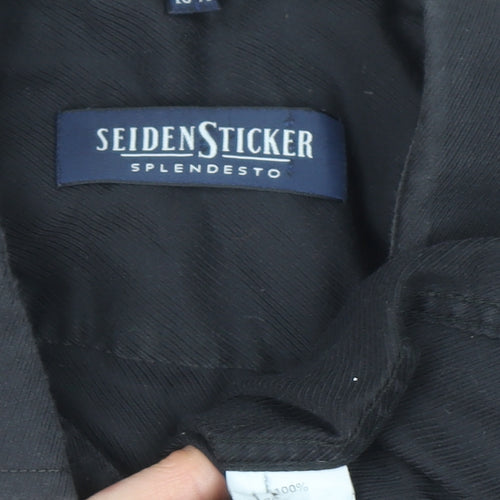 Seidensticker Men’s Black 16.5in Cotton Long Sleeve Button-Up Shirt