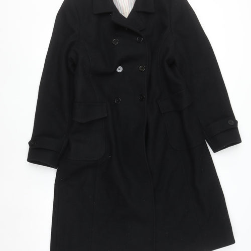 Dorothy Perkins Women’s Black Wool Blend Long Pea Coat Size 14
