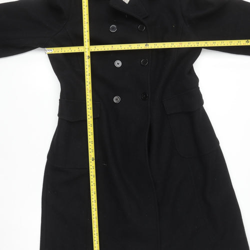 Dorothy Perkins Women’s Black Wool Blend Long Pea Coat Size 14