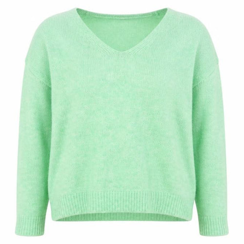 Mango Womens Green V-Neck Knit Pullover Jumper Size S