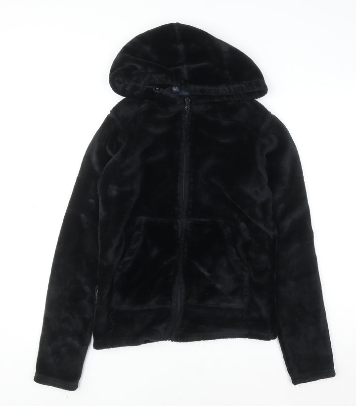 Mountain Warehouse Women Black Full Zip Fleece Hoodie UK 10