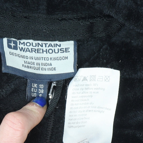 Mountain Warehouse Women Black Full Zip Fleece Hoodie UK 10