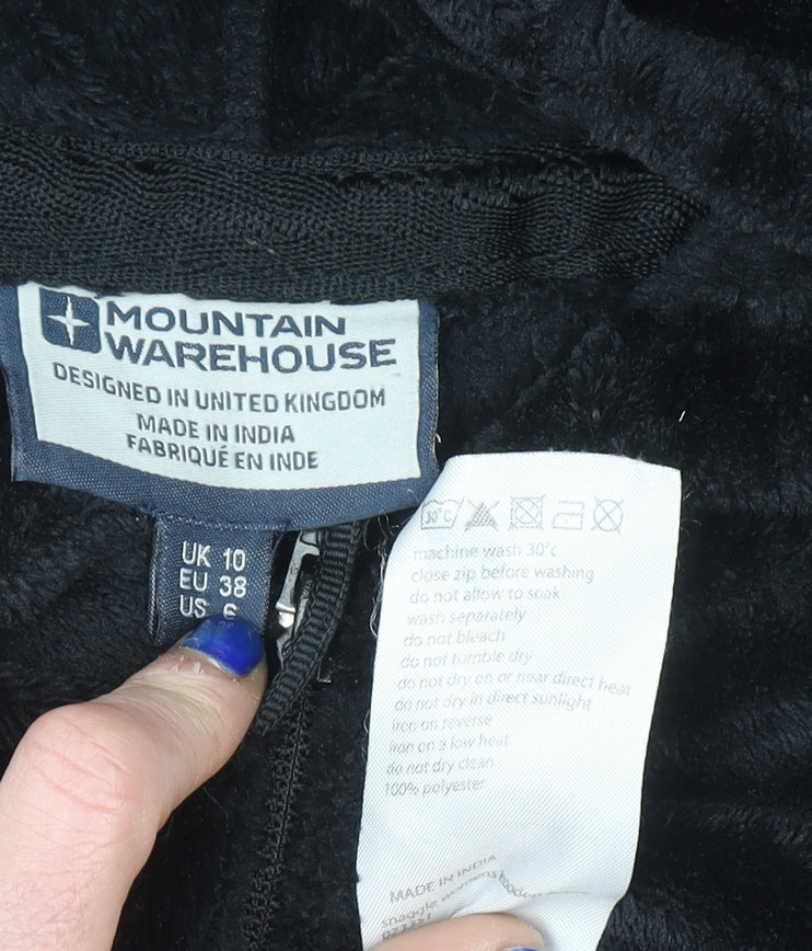 Mountain Warehouse Women Black Full Zip Fleece Hoodie UK 10